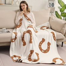 Load image into Gallery viewer, Reversible Horseshoe Patterned Throw Blanket
