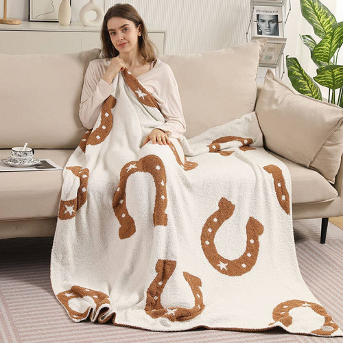 Reversible Horseshoe Patterned Throw Blanket