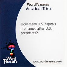 Load image into Gallery viewer, Word Teasers - American Trivia card with question
