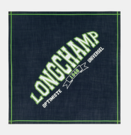 Longchamp Le Pliage University Scarf in Navy with white and green text