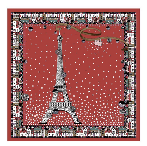 Longchamp Autres Lignes Silk Scarf - Tour Eiffel - Terracotta