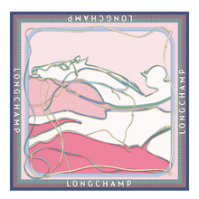 Load image into Gallery viewer, Longchamp A Toute Allure Silk Scarf 90 in pinks
