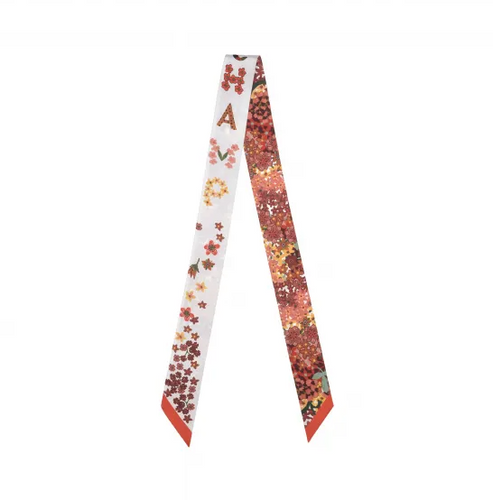 Longchamp Collier de fleurs Bandeau Silk Ribbon - Orange / Floral