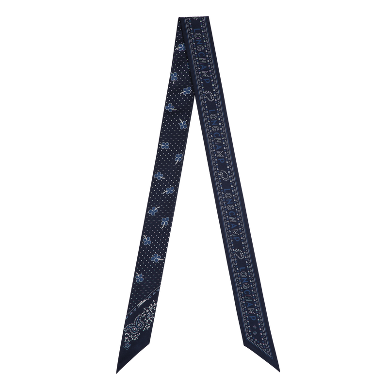 Longchamp French Silk Bandana Headband in Navy white and black