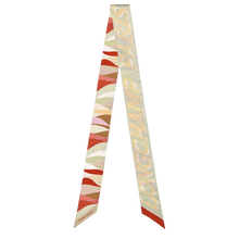 Load image into Gallery viewer, Longchamp En Pleine Vague Silk Headband in shades of green brown and red
