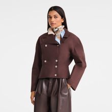 Load image into Gallery viewer, person wearing the Longchamp Frise Fleurie Headband tied around her neck
