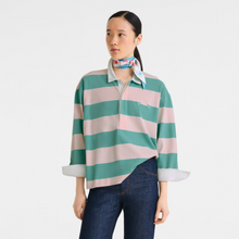 Load image into Gallery viewer, person with Longchamp Catch The Parisian Wave Silk Headband tied around their neck
