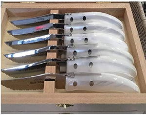 Berlingot Steak Knife Set - White - Set of 6 - 8.5"L