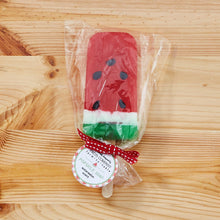 Load image into Gallery viewer, Watermelon Ice Pop Soap in plastic wrap
