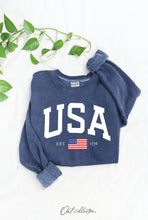 Load image into Gallery viewer, USA EST.1776 Mineral Graphic Sweatshirt - Vintage Denim
