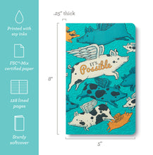 Load image into Gallery viewer, Graphic with journal information, printed with soy inks, FSC mix certified paper 128 lined pages sturdy softcover 
