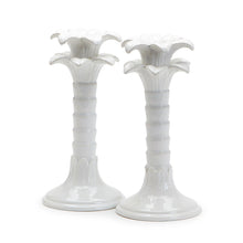 Load image into Gallery viewer, White Palm Leaf Taper Candlestick Candleholder - Single
