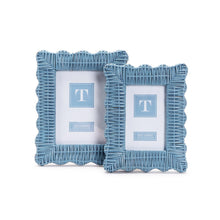 Load image into Gallery viewer, Blue Wicker Weave Photo Frame in two sizes
