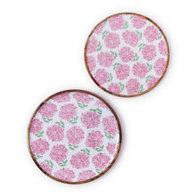 Load image into Gallery viewer, Pink Hydrangea Hand-Crafted Wood Round Tray in two sizes

