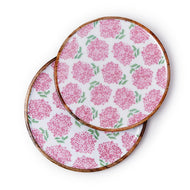 Pink Hydrangea Hand-Crafted Wood Round Tray in two sizes