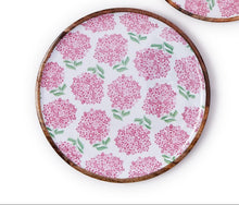 Load image into Gallery viewer, Pink Hydrangea Hand-Crafted Wood Round Tray large
