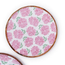 Load image into Gallery viewer, Pink Hydrangea Hand-Crafted Wood Round Tray medium

