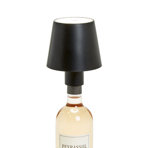 Black Lampshade on a wine bottle