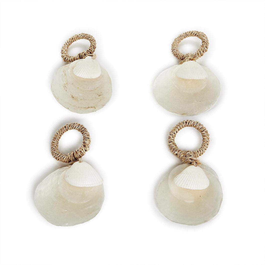 Capiz Clam Shell-Shaped Napkin Rings - Set of 4