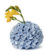 Blue Hydrangea Flower Bud Vase with yellow flower