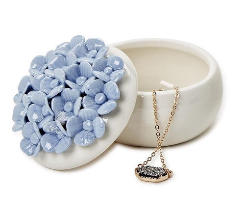 Blue Hydrangea Trinket Jewelry Box