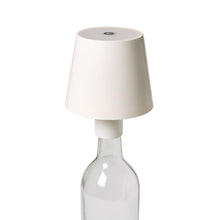 Load image into Gallery viewer, white Lampshade on a wine bottle
