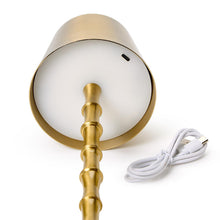Load image into Gallery viewer, close up of Gold lamp showing charging port and corder 
