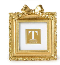 Load image into Gallery viewer, Gold square frame with a bow on top
