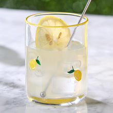Load image into Gallery viewer, Lemon Double Old Fashion Glass with lemonade 
