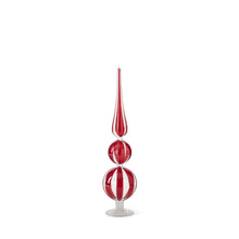 Load image into Gallery viewer, Red &amp; Clear Striped Glass Finial
