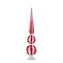 Load image into Gallery viewer, Red &amp; Clear Striped Glass Finial
