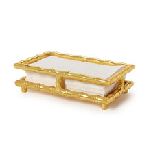 Load image into Gallery viewer, Golden Bamboo Guest Towel / Napkin Holder holding napkins 
