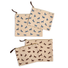 Load image into Gallery viewer, Horse Silhouette Printed Pouch - Set of 2 in blue and brown
