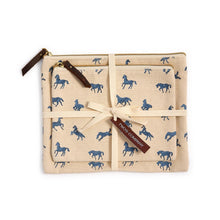 Load image into Gallery viewer, Horse Silhouette Printed Pouch - Set of 2 in blue tied with a ribbon
