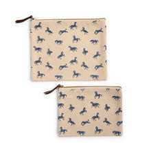 Load image into Gallery viewer, Horse Silhouette Printed Pouch - Set of 2 blue horses printed on canvas bags

