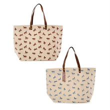 Load image into Gallery viewer, Horse Silhouette Printed Tote Bags in brown and blue
