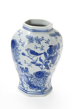 Load image into Gallery viewer, Chrysanthemum Hand-Painted Blue and White Vase 9 inch

