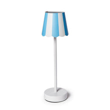 Load image into Gallery viewer, Decorative Paper Shade Covers in light blue on lamp
