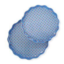 Load image into Gallery viewer, Red, White and Bloom Scalloped Lacquered Trays
