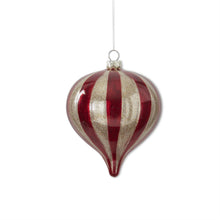 Load image into Gallery viewer, Onion shaped Red &amp; Glitter Gold Glass Ornament
