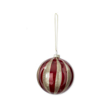 Load image into Gallery viewer, Round Red &amp; Glitter Gold Glass Ornament
