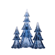 Load image into Gallery viewer, three Juliska Berry and Thread Stackable Glass Trees in blue
