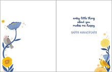 Load image into Gallery viewer, Anniversary Greeting Card - Gold Bird and Blue Flowers
