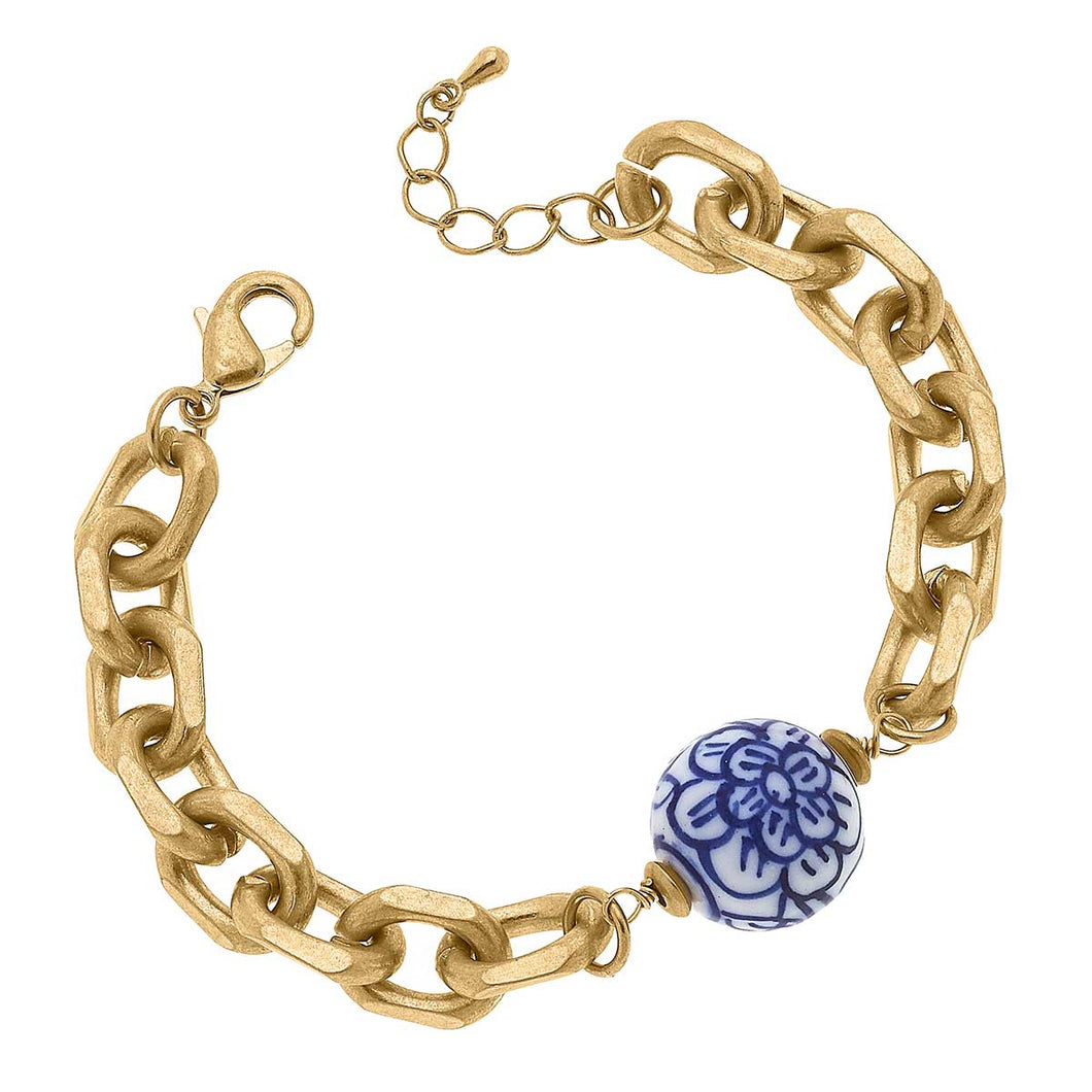 Marchesa Chinoiserie & Chunky Chain Bracelet - Blue & White