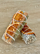 Load image into Gallery viewer, White Sage Sticks w/ Orange Slices, Cinnamon &amp; Rosemary
