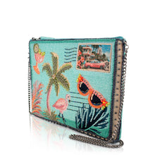 Load image into Gallery viewer, Coastal Notes Tropical Postcard Beaded Crossbody side view
