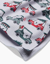 Load image into Gallery viewer, close up of the corner of the towel showing print and texture of the fabric
