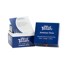 Load image into Gallery viewer, Word Teasers - American Trivia open box with cards
