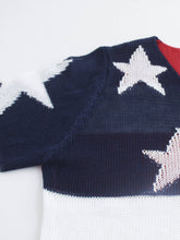 Load image into Gallery viewer, 4th Of July Knit American Flag Sweater blue with white stars
