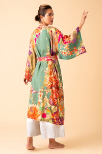 Birds and Blooms Kimono Gown - Sage